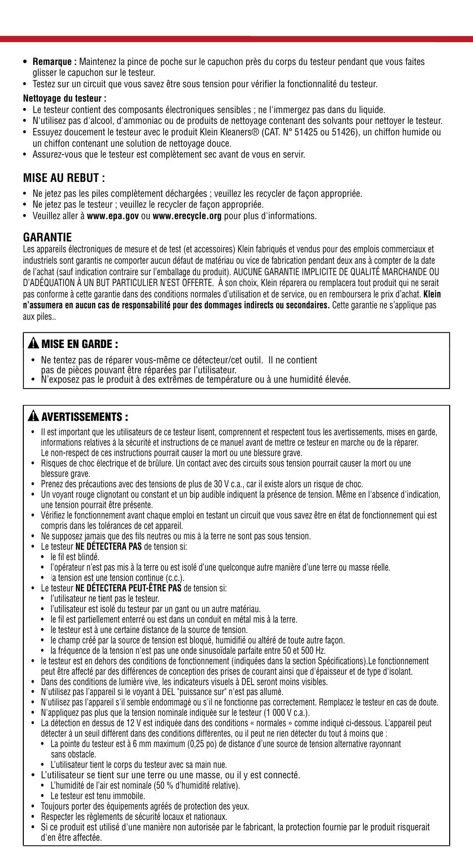 Klein Tools NCVT-2 User Manual | Page 9 / 10