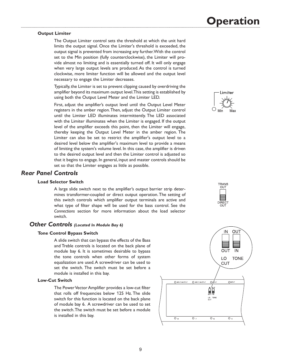 Operation, Rear panel controls, Other controls | Bogen WV100 User Manual | Page 11 / 16