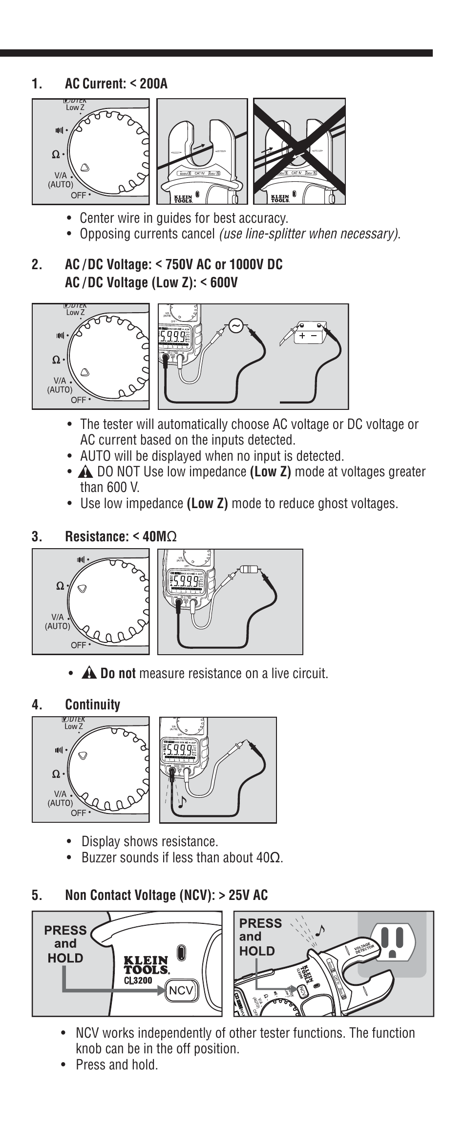 Klein Tools CL3200 User Manual | Page 5 / 24