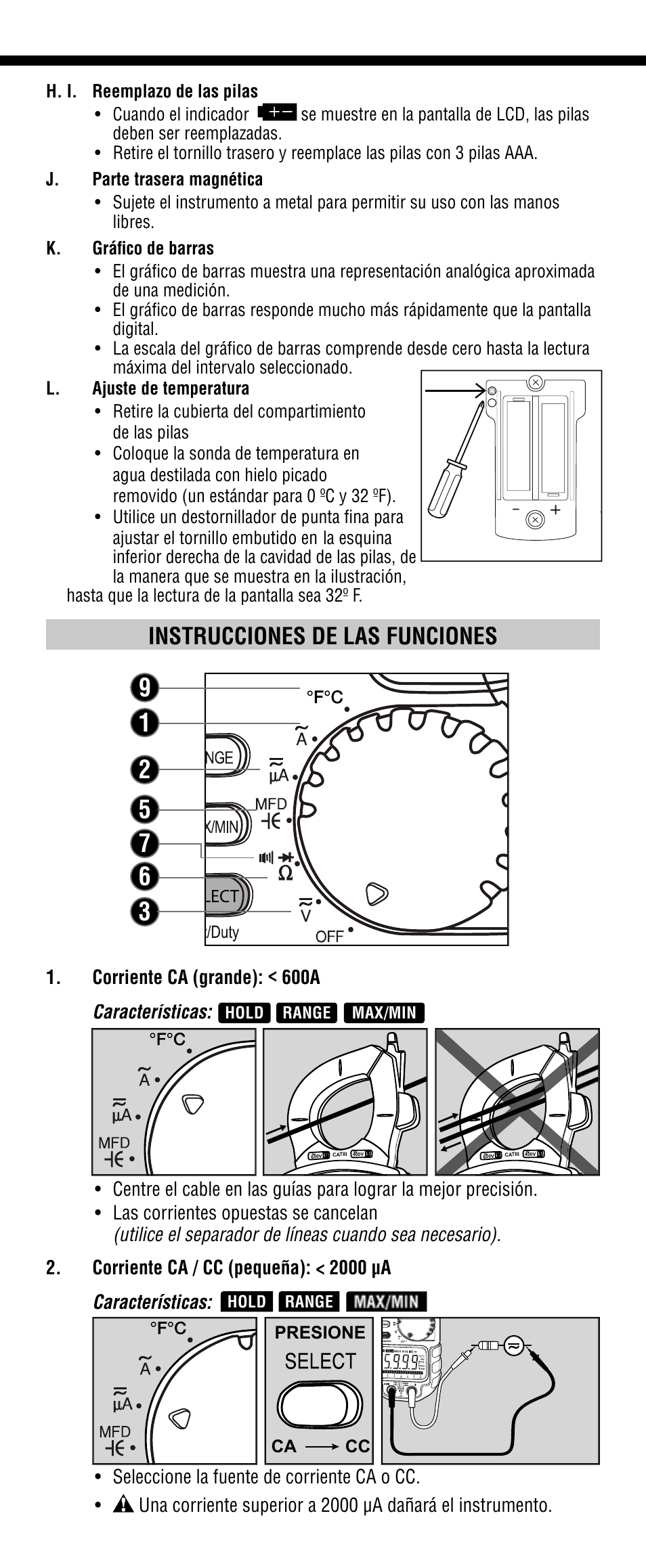 Instrucciones de las funciones | Klein Tools CL1300 User Manual | Page 12 / 24