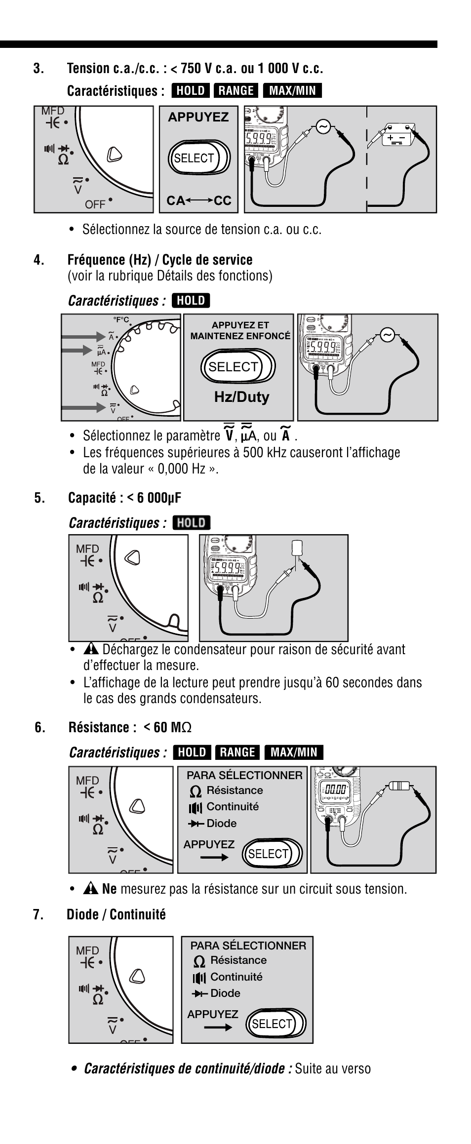 Hz/duty, Caractéristiques | Klein Tools CL1300 User Manual | Page 21 / 24