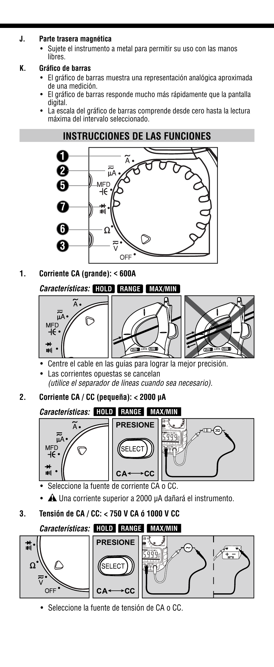 Instrucciones de las funciones | Klein Tools CL1200 User Manual | Page 12 / 24