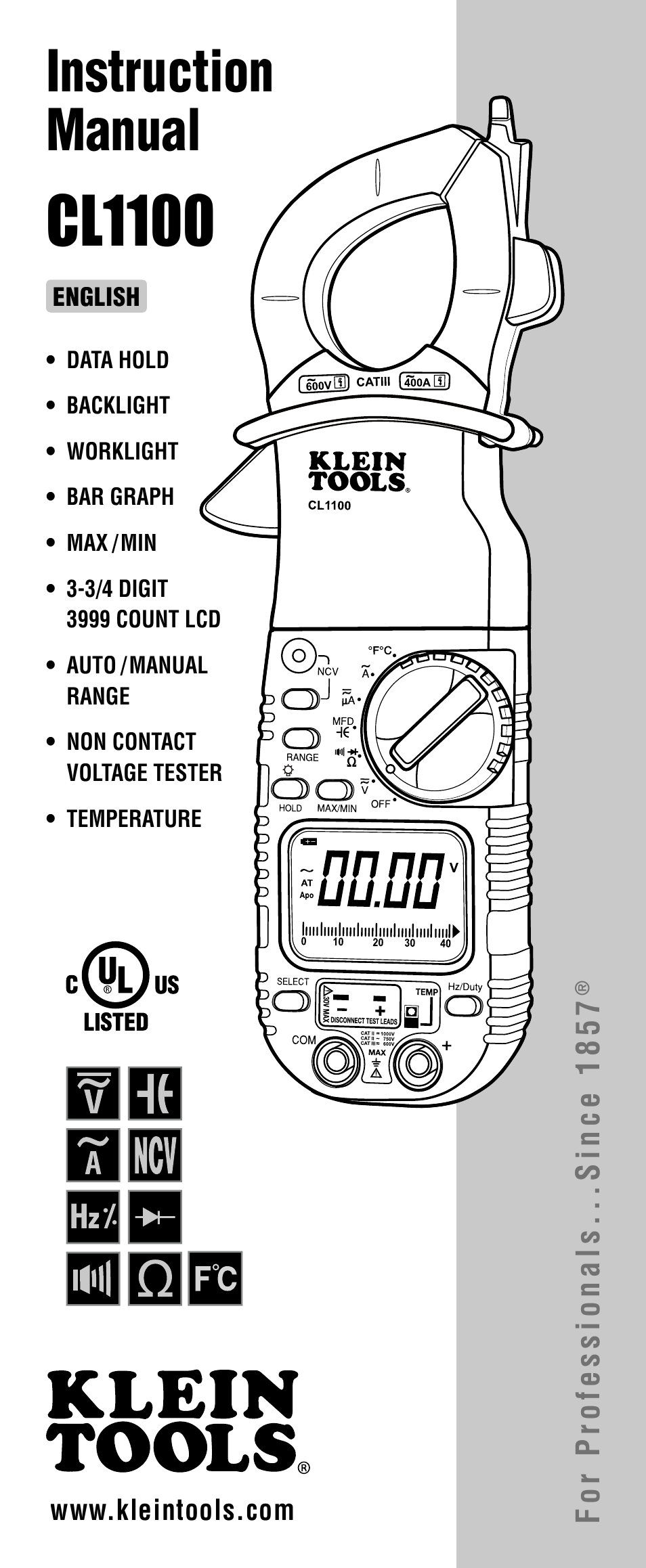 Klein Tools CL1100 User Manual | 24 pages