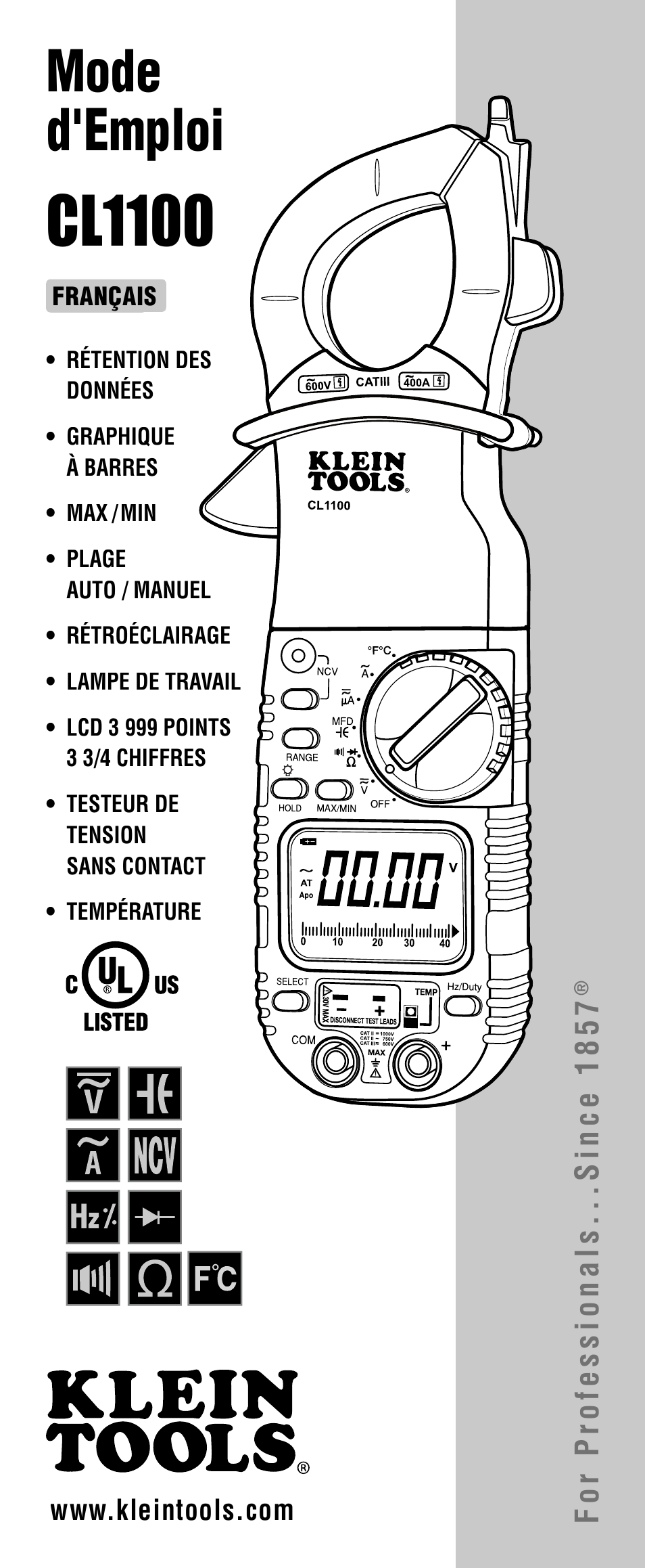 Cl1100, Mode d'emploi | Klein Tools CL1100 User Manual | Page 17 / 24