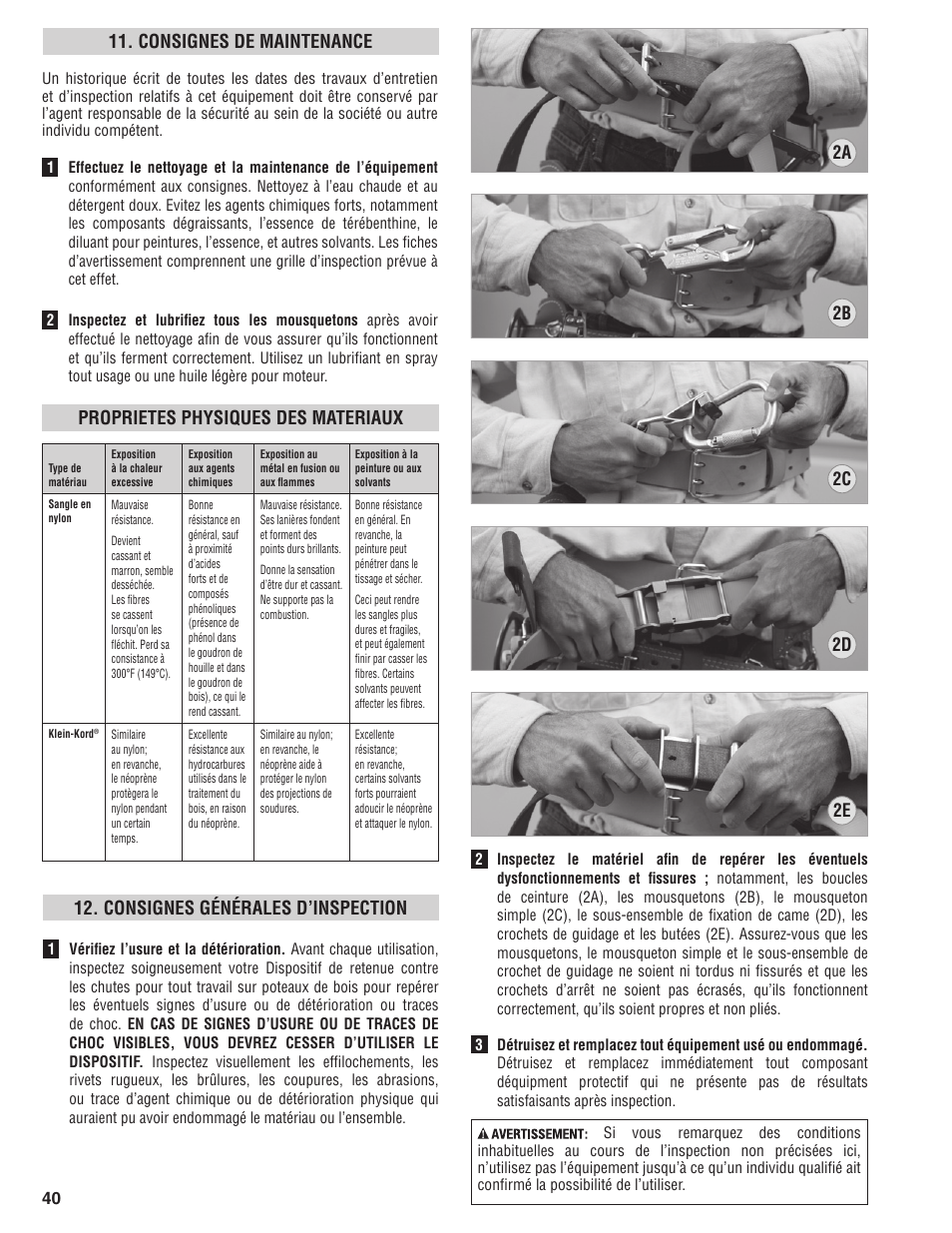 Consignes de maintenance | Klein Tools FPD-5295 User Manual | Page 40 / 44
