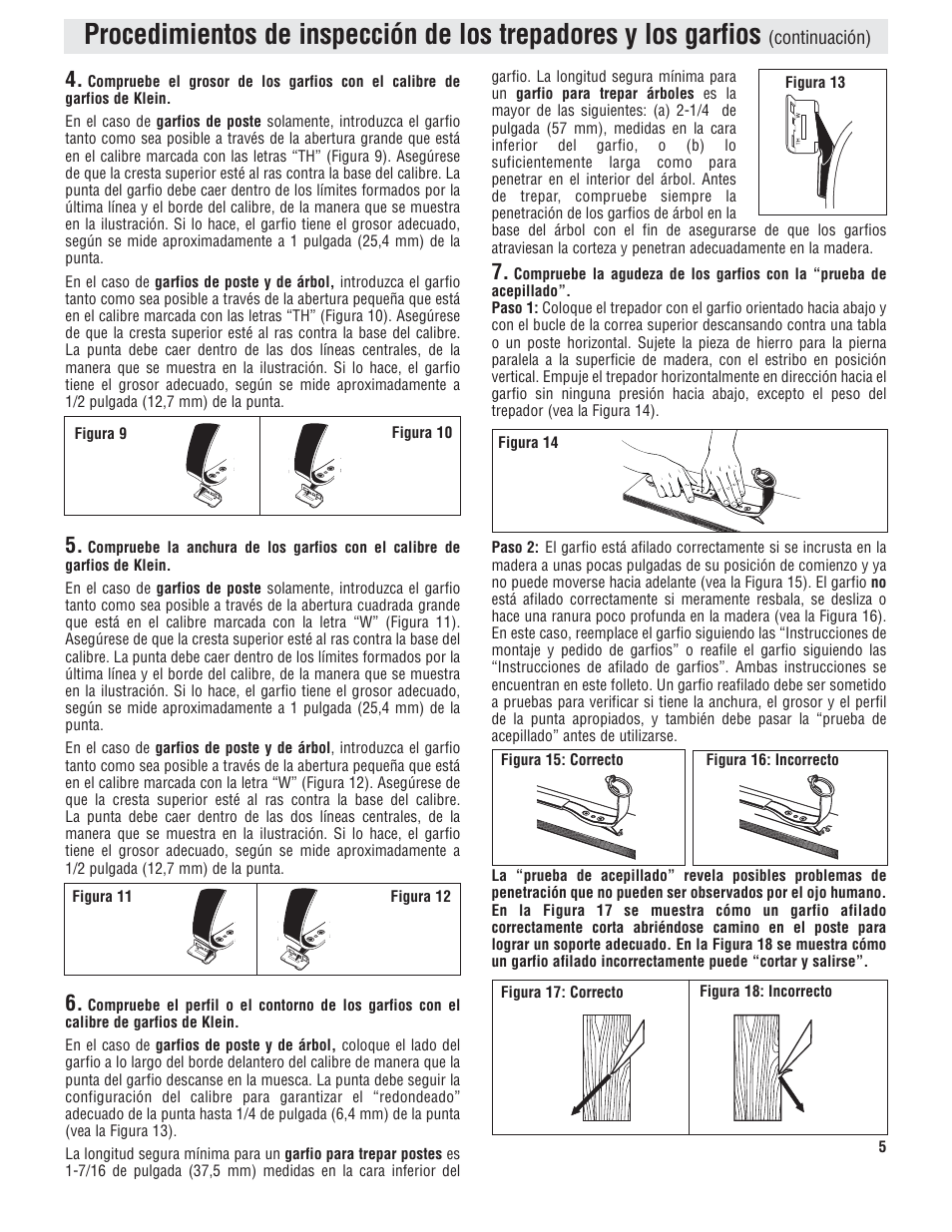 Klein Tools Pole and Tree Climbers, Including Gaff Sharpening User Manual | Page 13 / 16