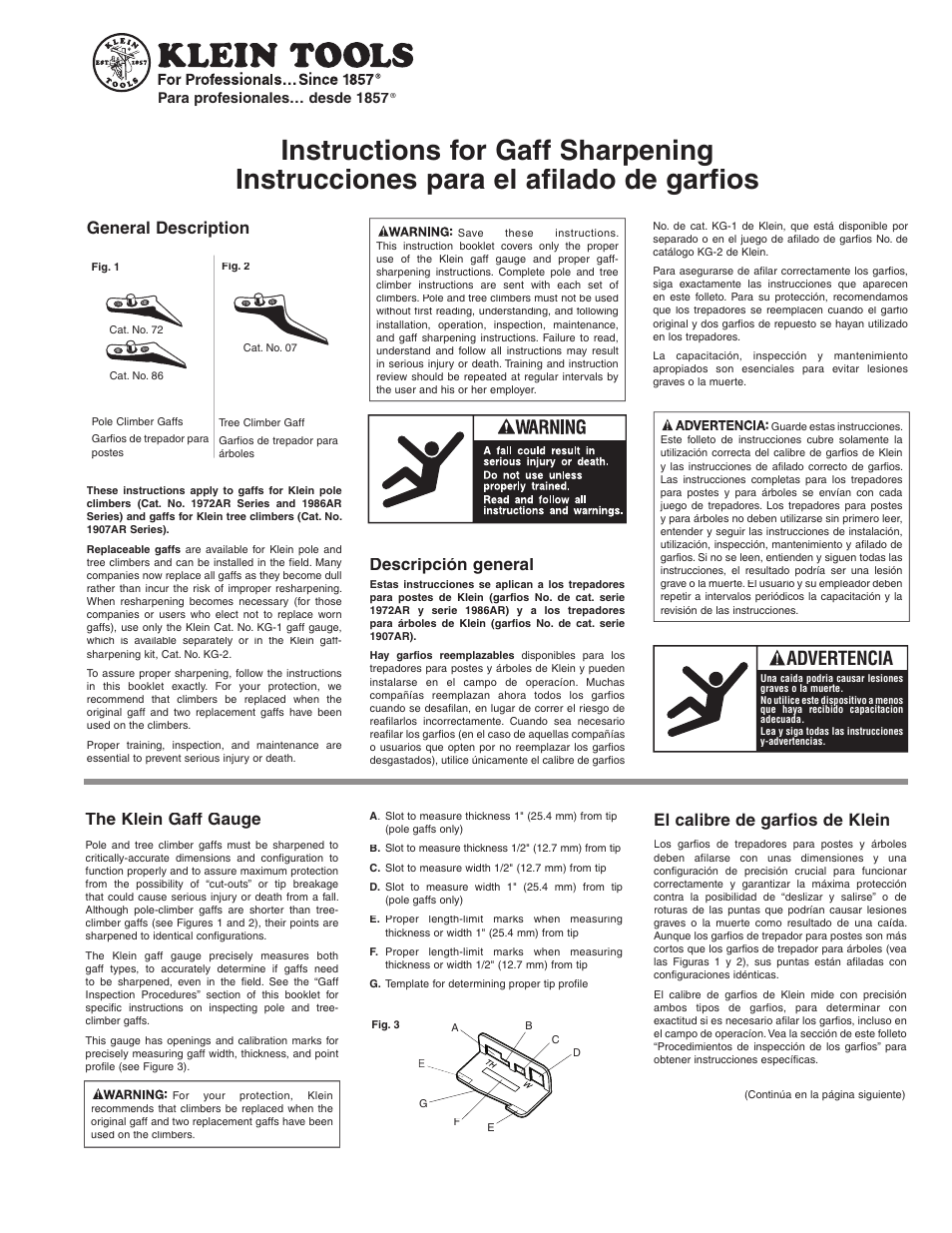 Klein Tools Gaff Sharpening User Manual | 4 pages