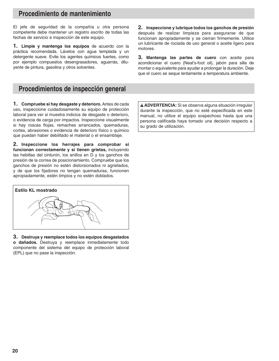 Klein Tools Linemans Body Belts and Positioning Straps User Manual | Page 20 / 36