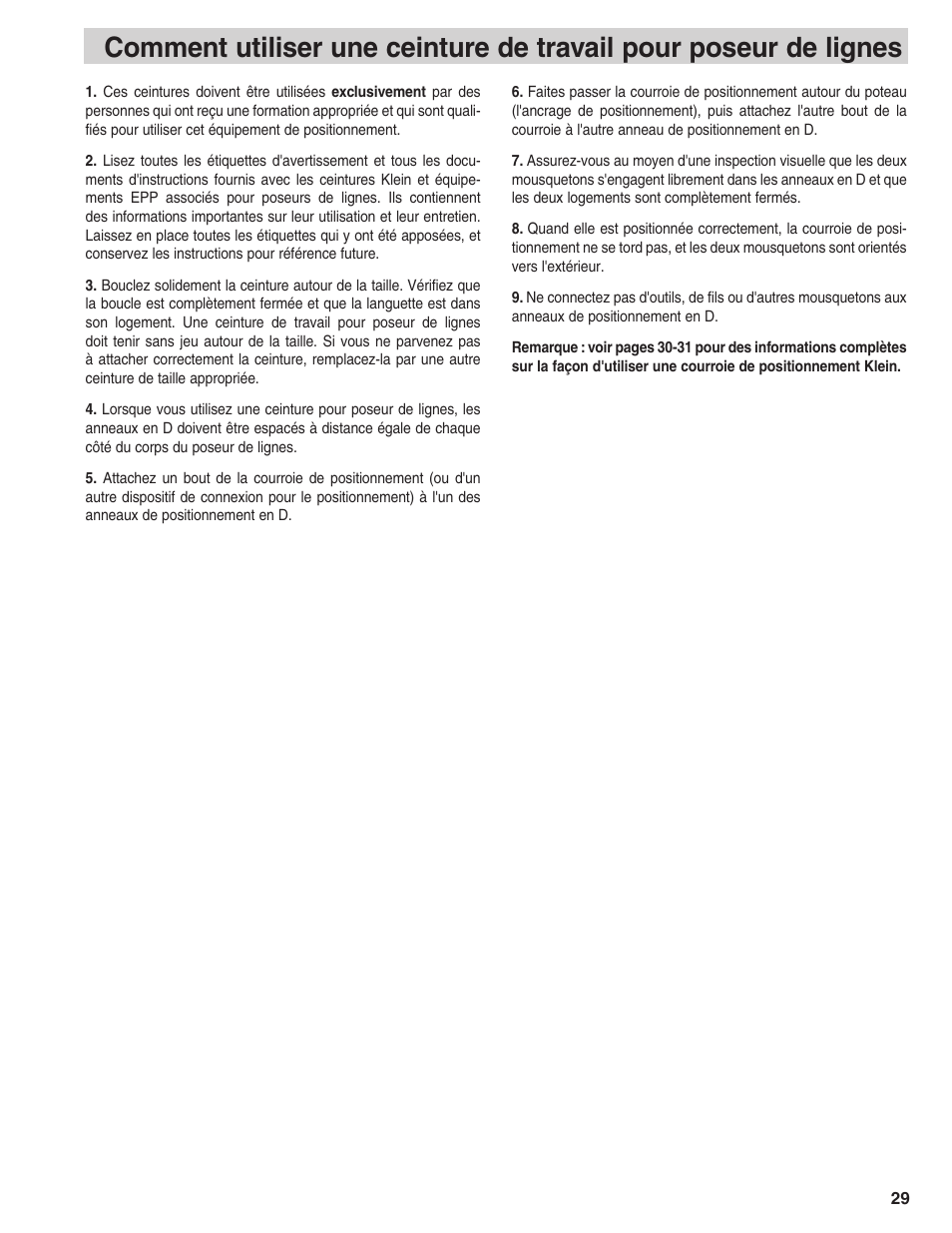 Klein Tools Linemans Body Belts and Positioning Straps User Manual | Page 29 / 36
