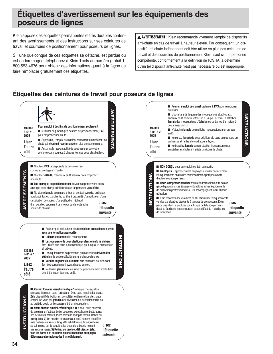 Klein Tools Linemans Body Belts and Positioning Straps User Manual | Page 34 / 36