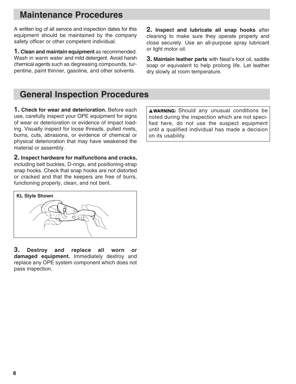 Klein Tools Linemans Body Belts and Positioning Straps User Manual | Page 8 / 36