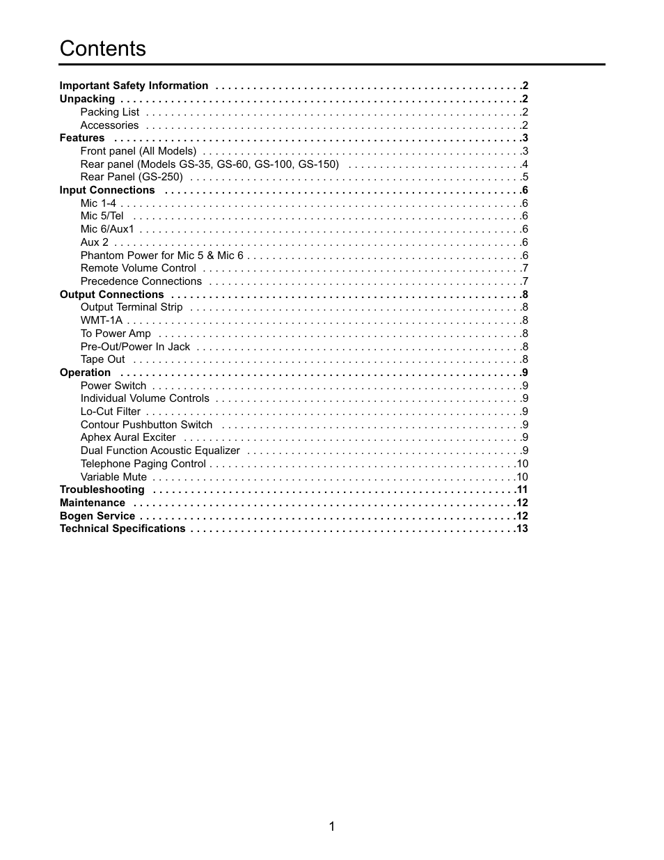 Bogen GS-250 User Manual | Page 3 / 16