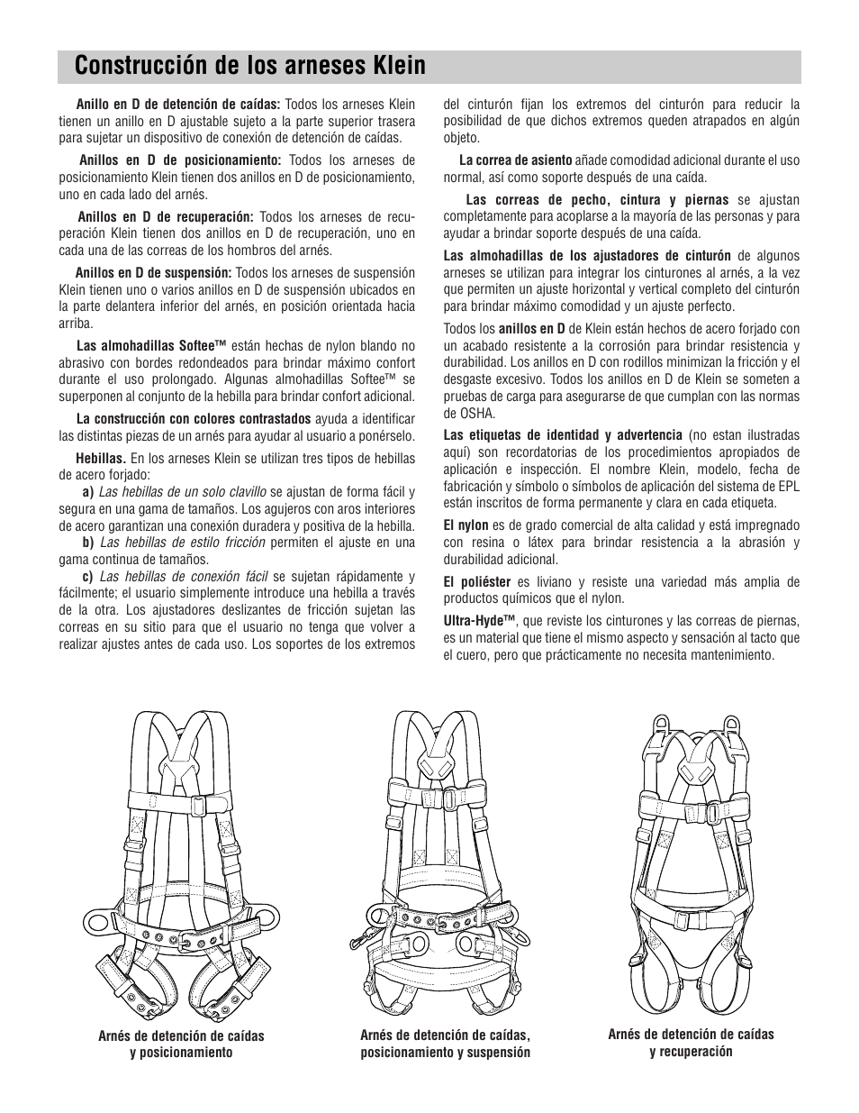 Construcción de los arneses klein | Klein Tools Harnesses User Manual | Page 37 / 48