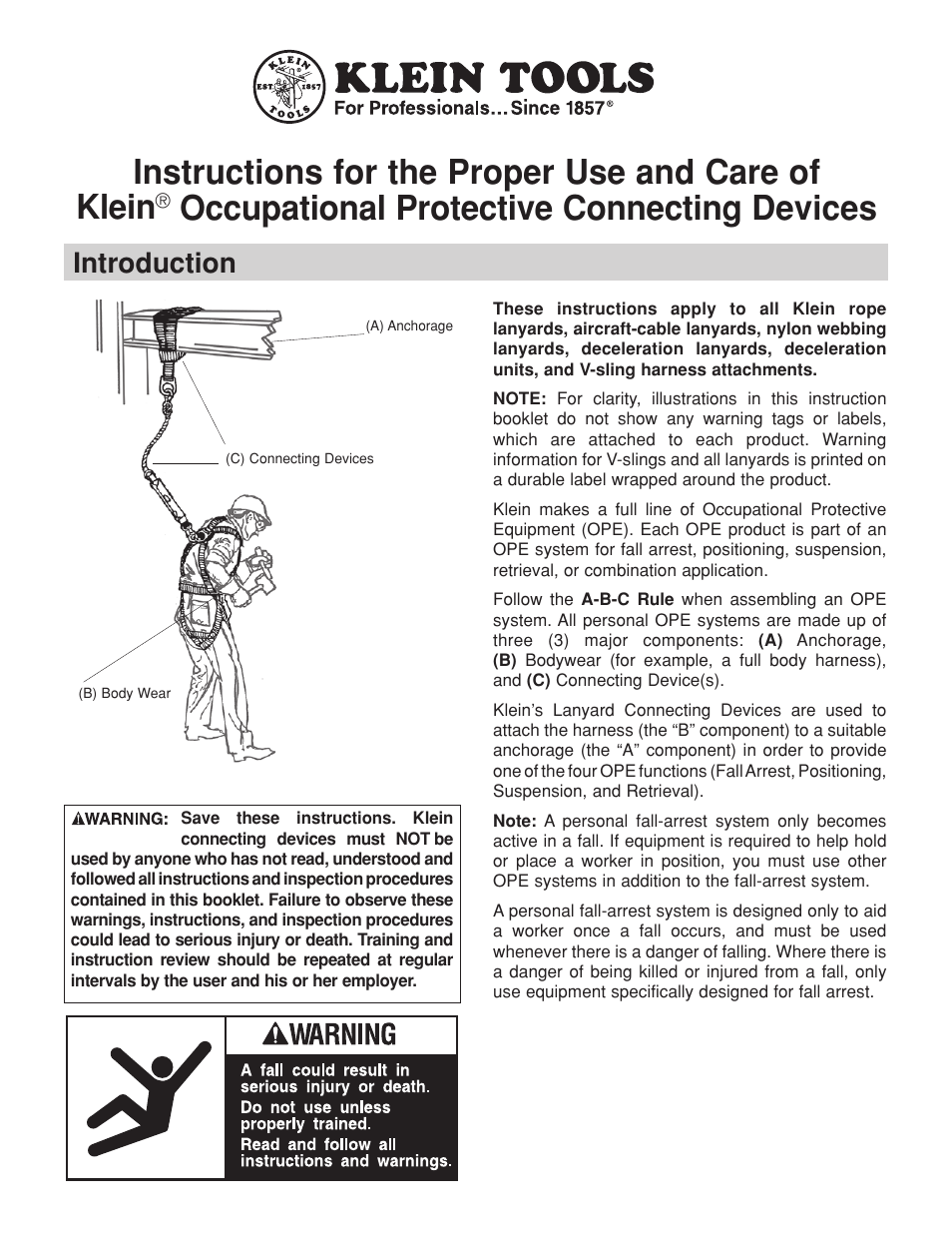 Klein Tools Occupational Protective Connecting Devices User Manual | 32 pages