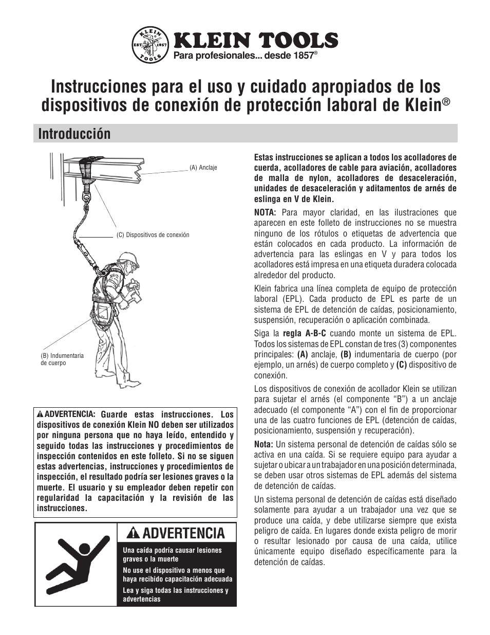 Introducción | Klein Tools Occupational Protective Connecting Devices User Manual | Page 17 / 32