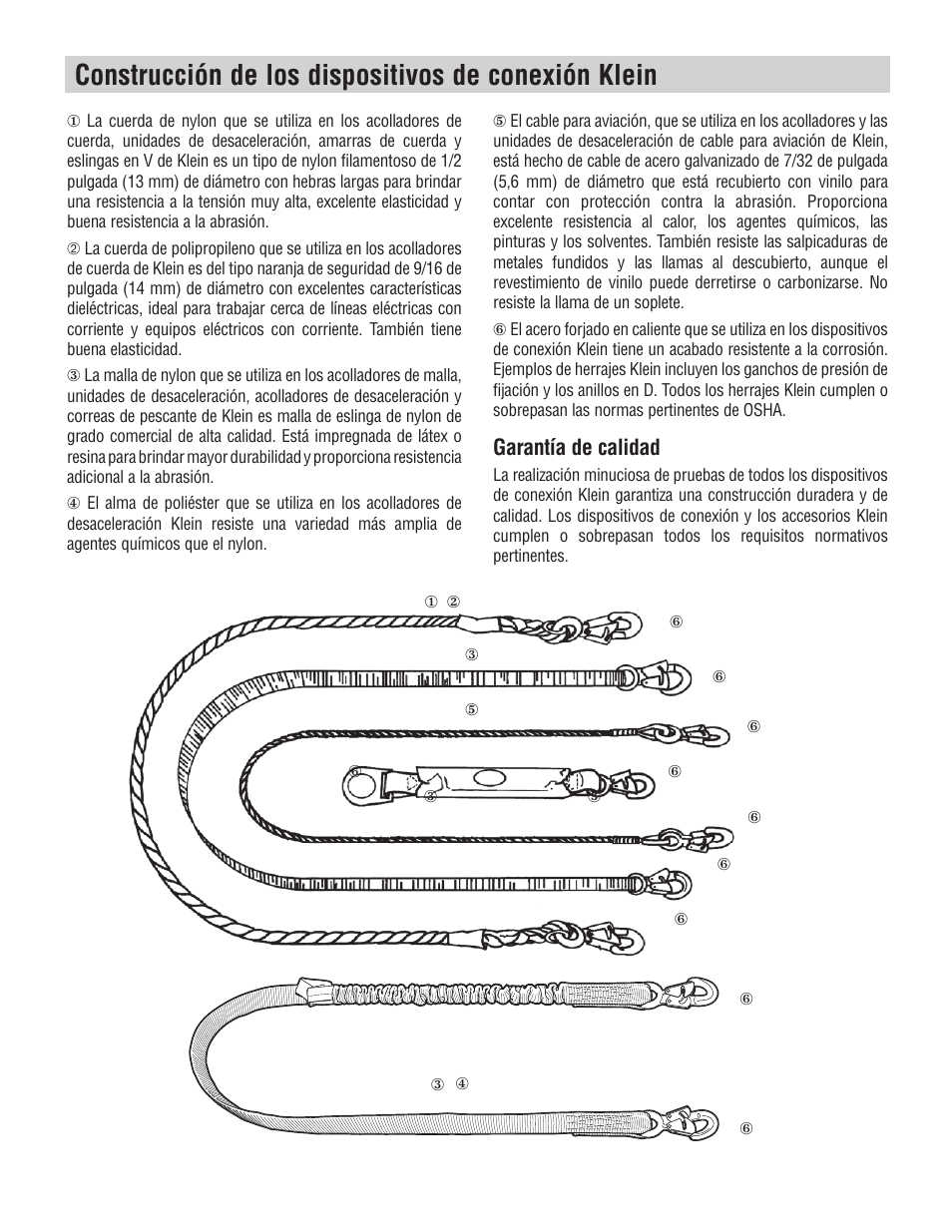 Construcción de los dispositivos de conexión klein, Garantía de calidad | Klein Tools Occupational Protective Connecting Devices User Manual | Page 22 / 32