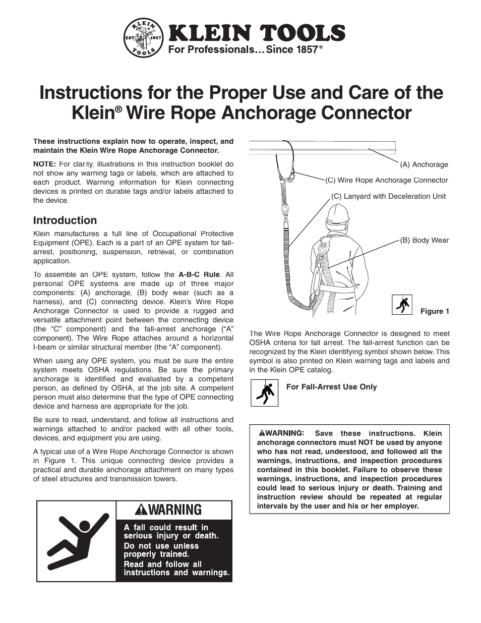 Klein Tools Wire Rope Anchorage Connector User Manual | 12 pages
