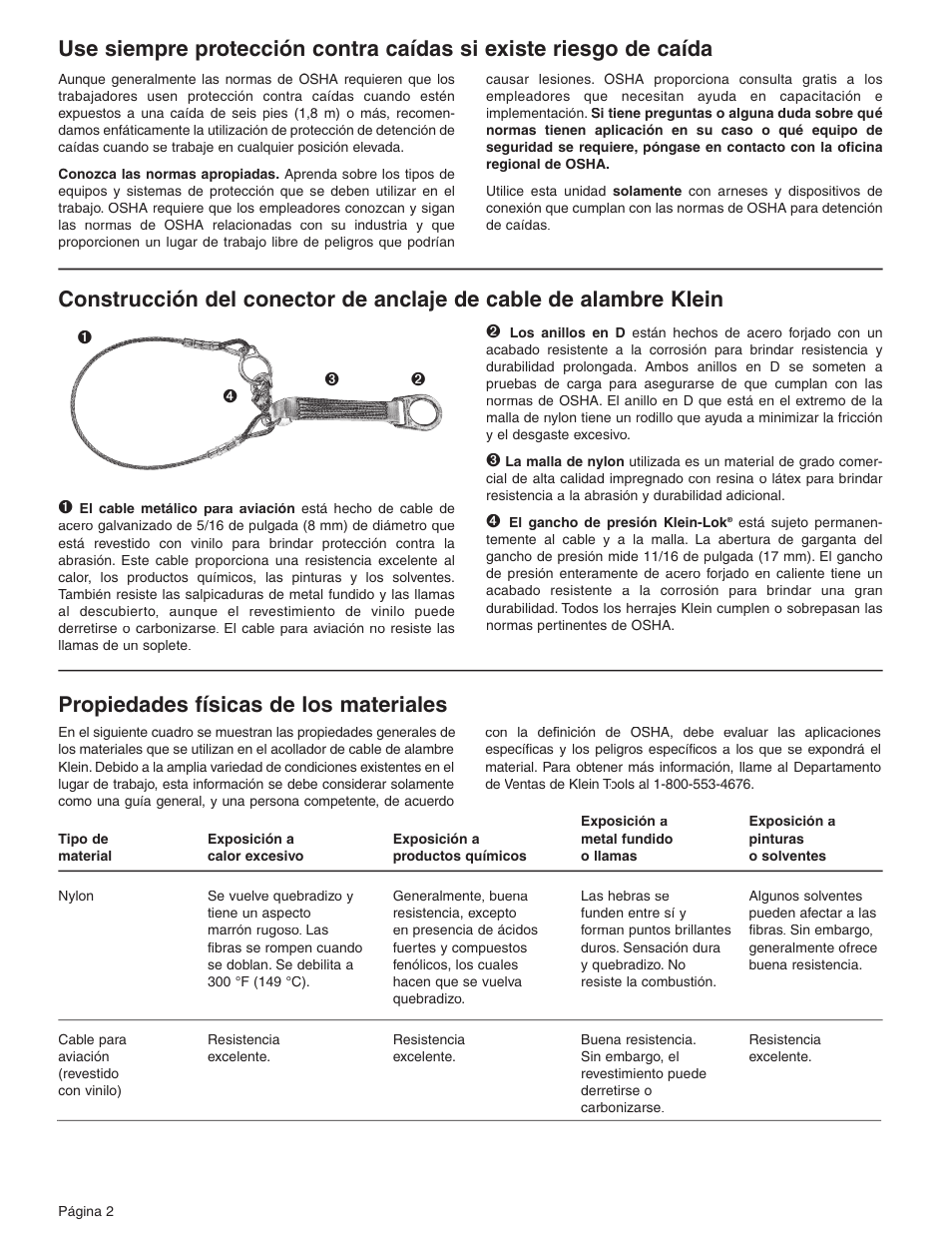Propiedades físicas de los materiales | Klein Tools Wire Rope Anchorage Connector User Manual | Page 8 / 12