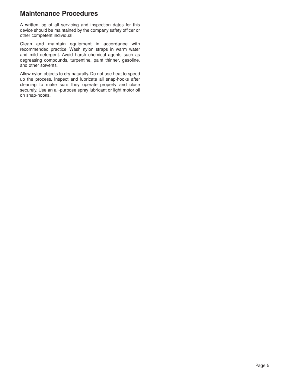 Maintenance pr procedures ocedures, Maintenance maintenance pr procedures ocedures | Klein Tools Lanyard with Wire Pigtail Connector User Manual | Page 5 / 12