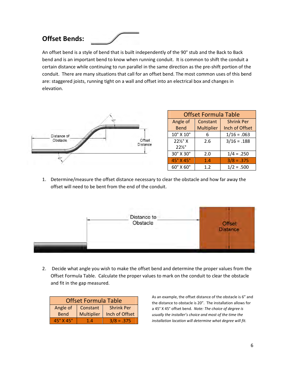 Offset bends, Offset formula table | Klein Tools 56206 User Manual | Page 6 / 12