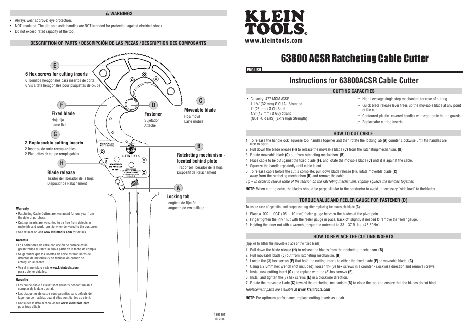 Klein Tools 63800ACSR User Manual | 4 pages