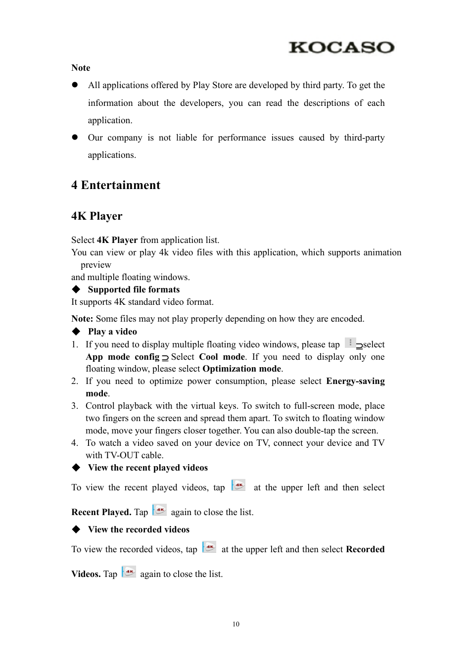 4entertainment, 4kplayer, 4 entertainment | 4k player | KOCASO Kmini User Manual | Page 12 / 22