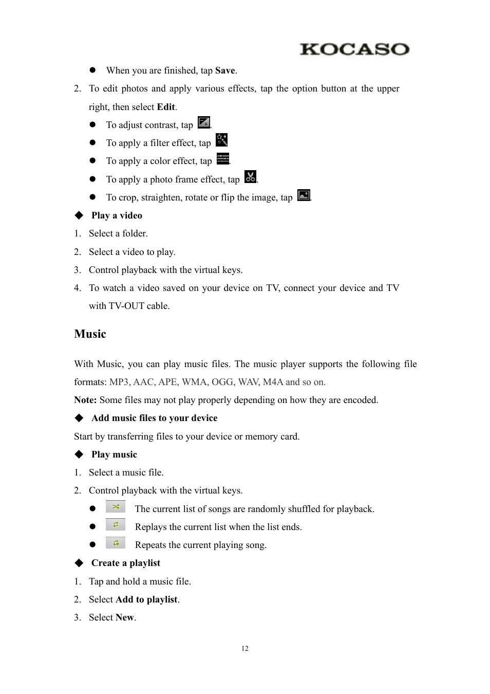 Music | KOCASO Kmini User Manual | Page 14 / 22