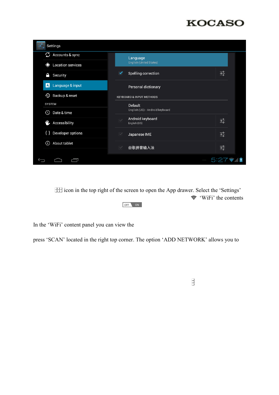 2 wi-fi settings | KOCASO M1062 User Manual | Page 10 / 14