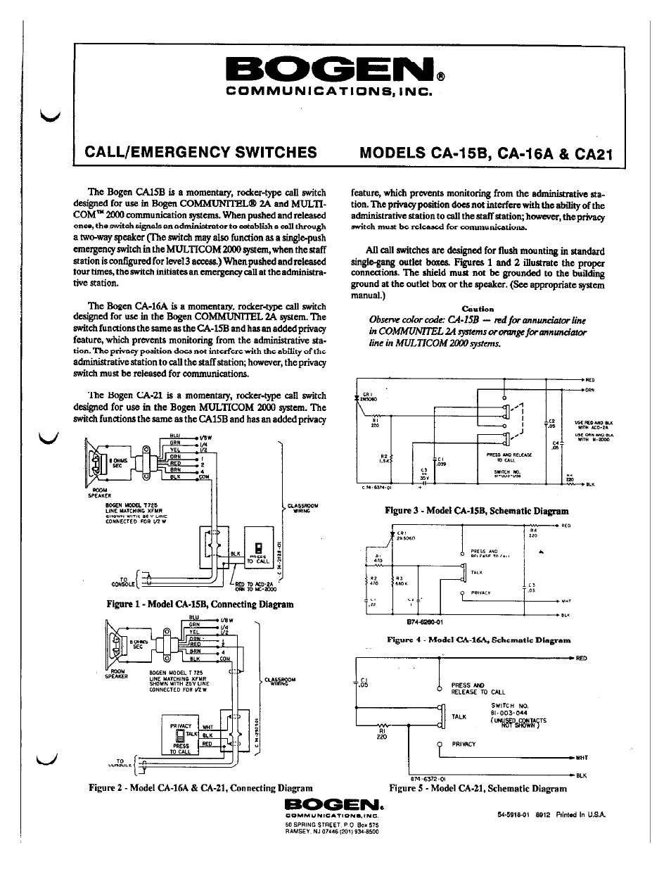 Bogen CA21 User Manual | 1 page