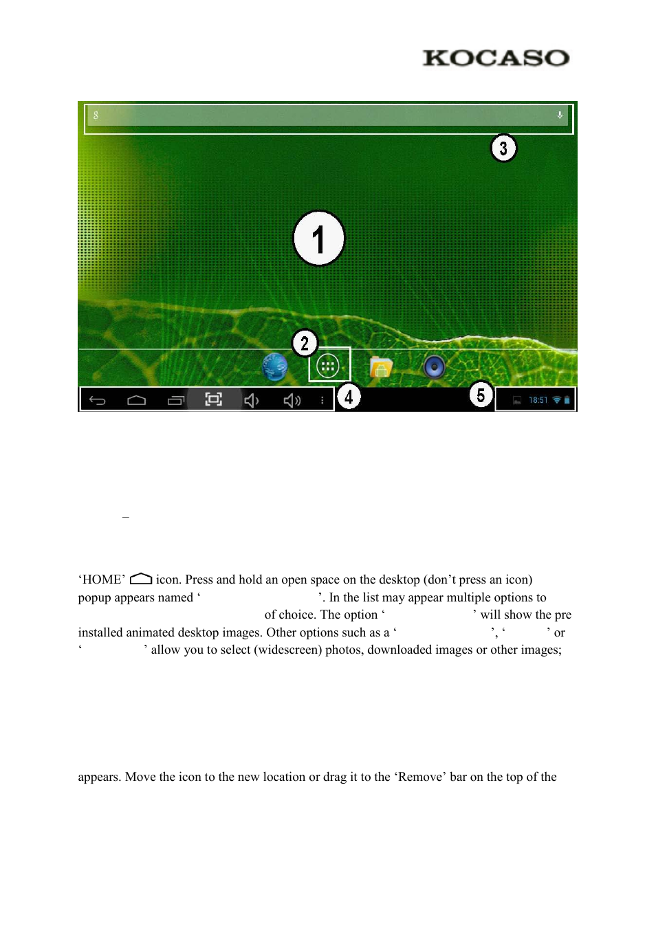 0 introduction to google android 4.2, 1 the desktop | KOCASO M1066 User Manual | Page 4 / 14