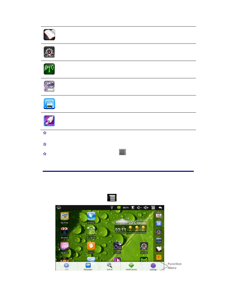 10 desktop function menu | KOCASO M709 User Manual | Page 9 / 30