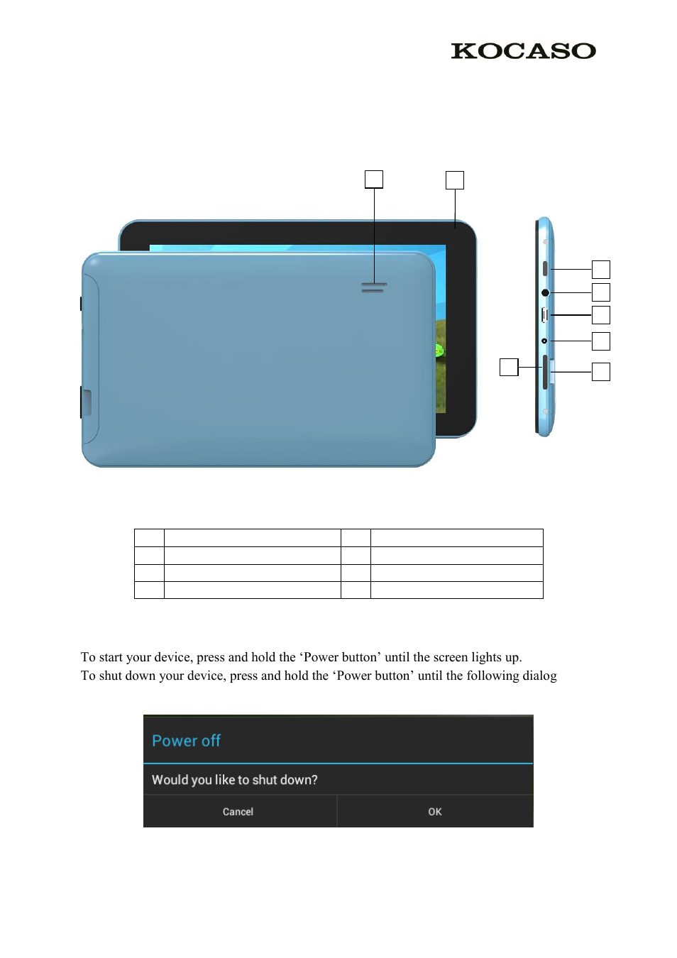 Product basics, 1 buttons and connections, 2 start up and shut down | KOCASO M736 User Manual | Page 3 / 13