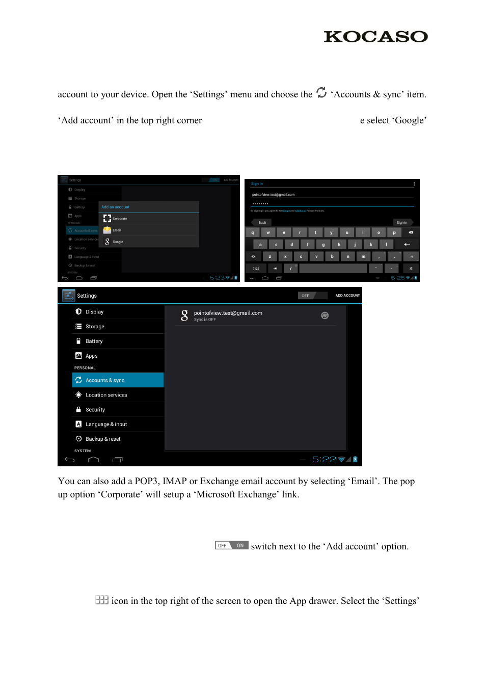 4 add an account, 1 changing operating language, Basic setup | KOCASO M736 User Manual | Page 8 / 13