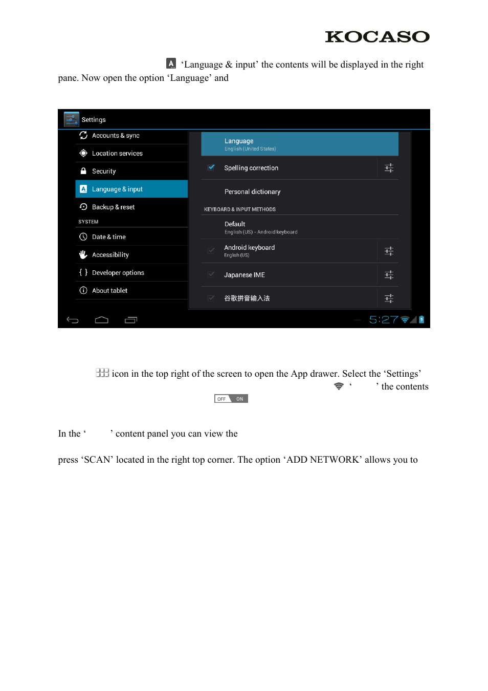 2 wi-fi settings | KOCASO M736 User Manual | Page 9 / 13