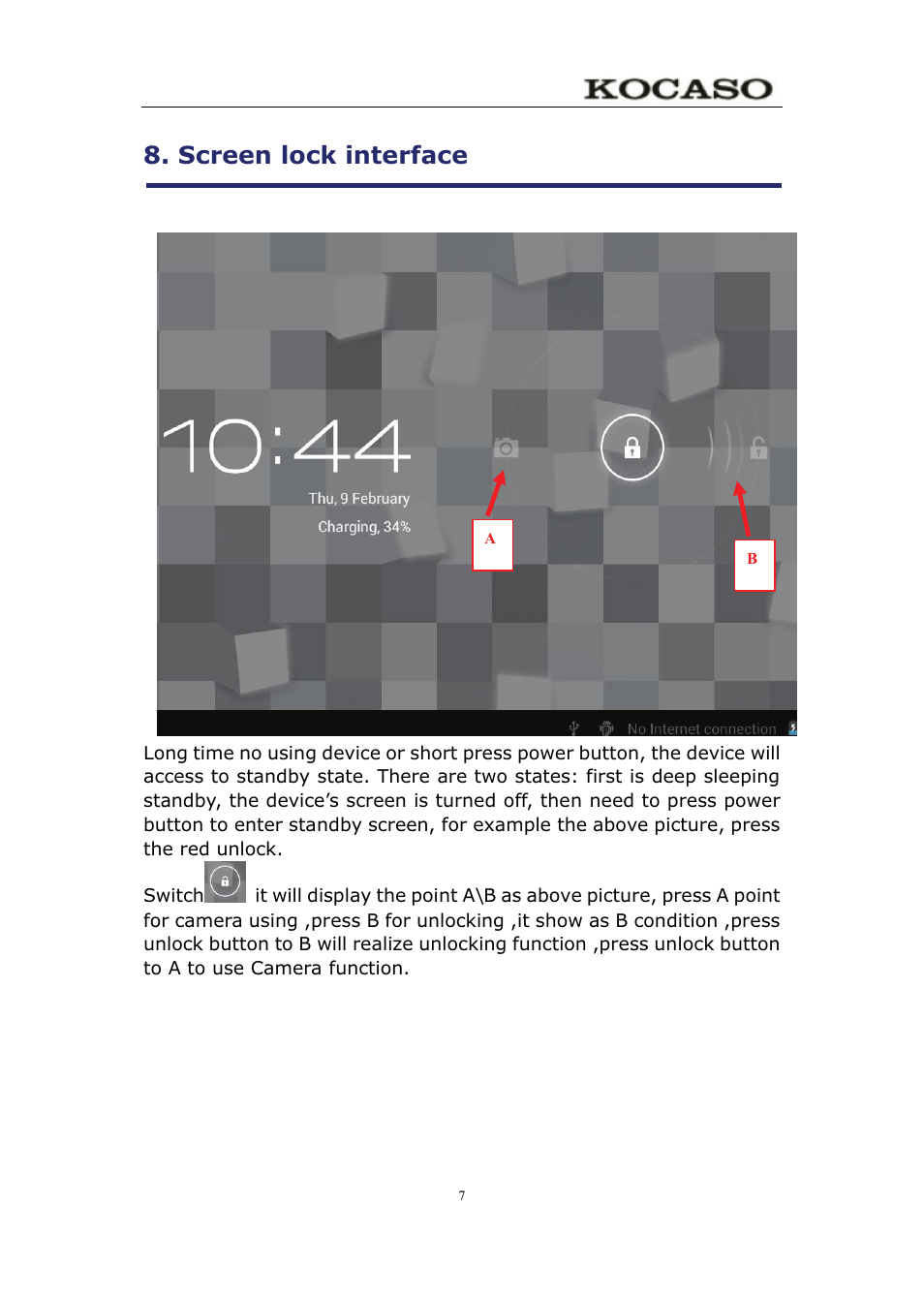 Screen lock interface | KOCASO M750 User Manual | Page 12 / 36