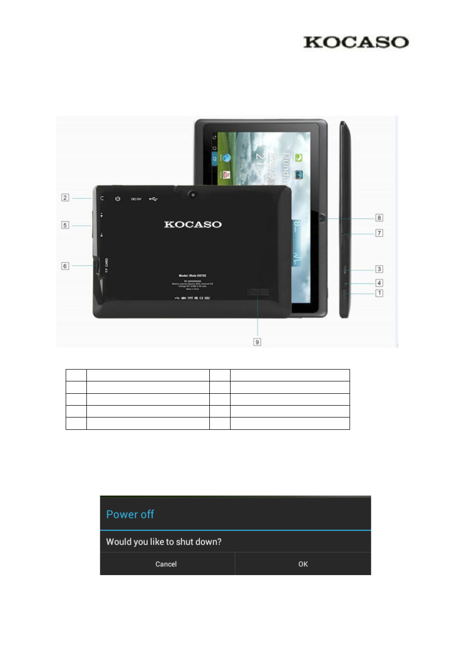 Product basics, 1 buttons and connections, 2 start up and shut down | KOCASO M752H User Manual | Page 3 / 13