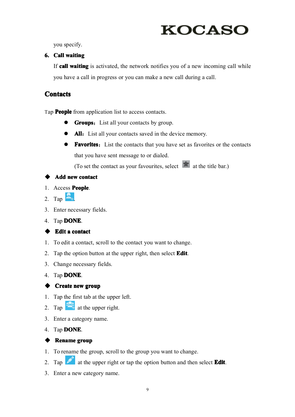 Contacts | KOCASO M756 User Manual | Page 11 / 28