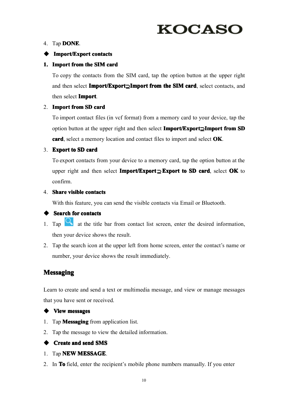 Messaging | KOCASO M756 User Manual | Page 12 / 28