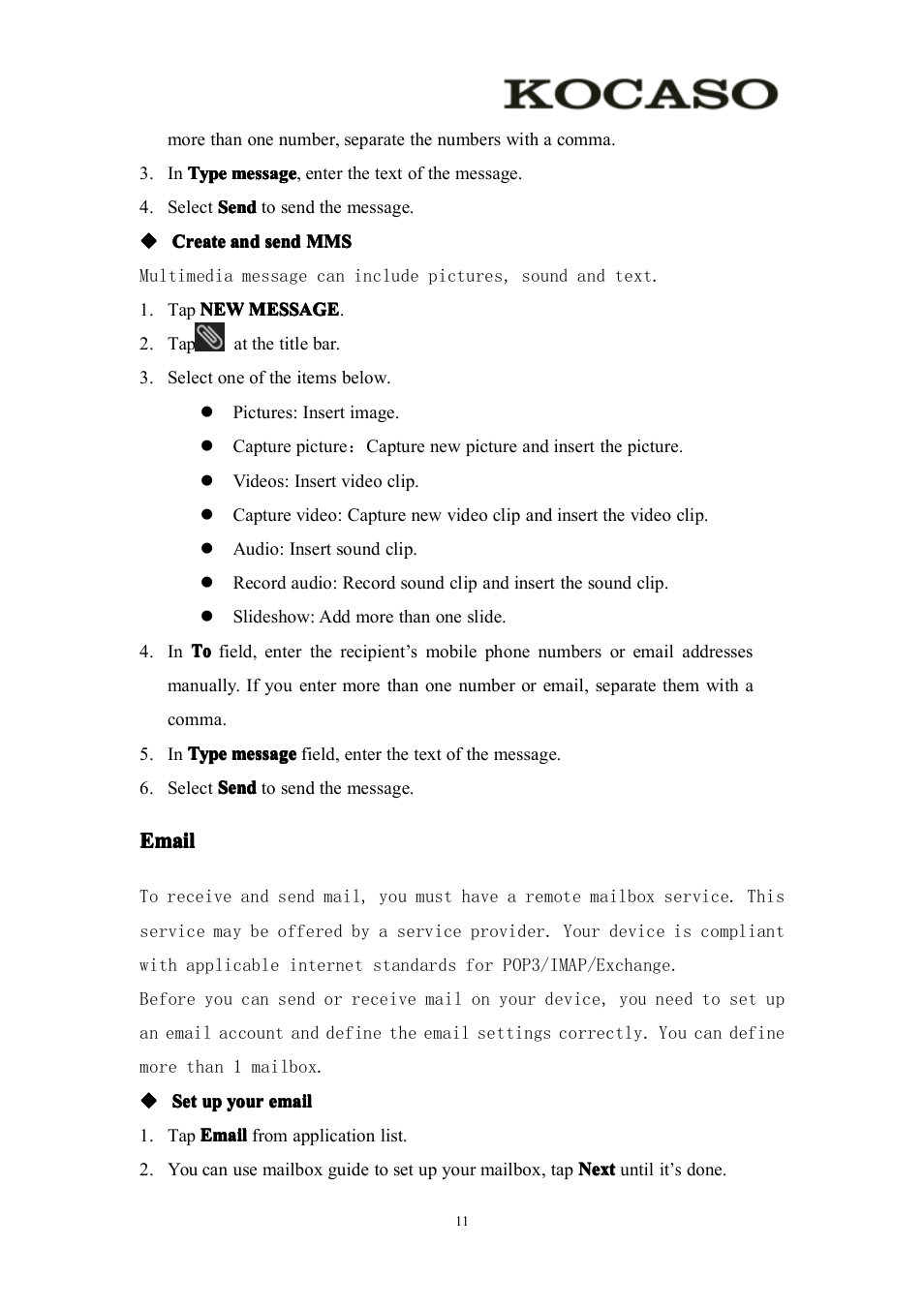 Email | KOCASO M756 User Manual | Page 13 / 28