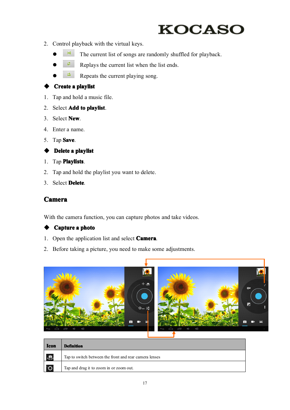 Camera | KOCASO M756 User Manual | Page 19 / 28