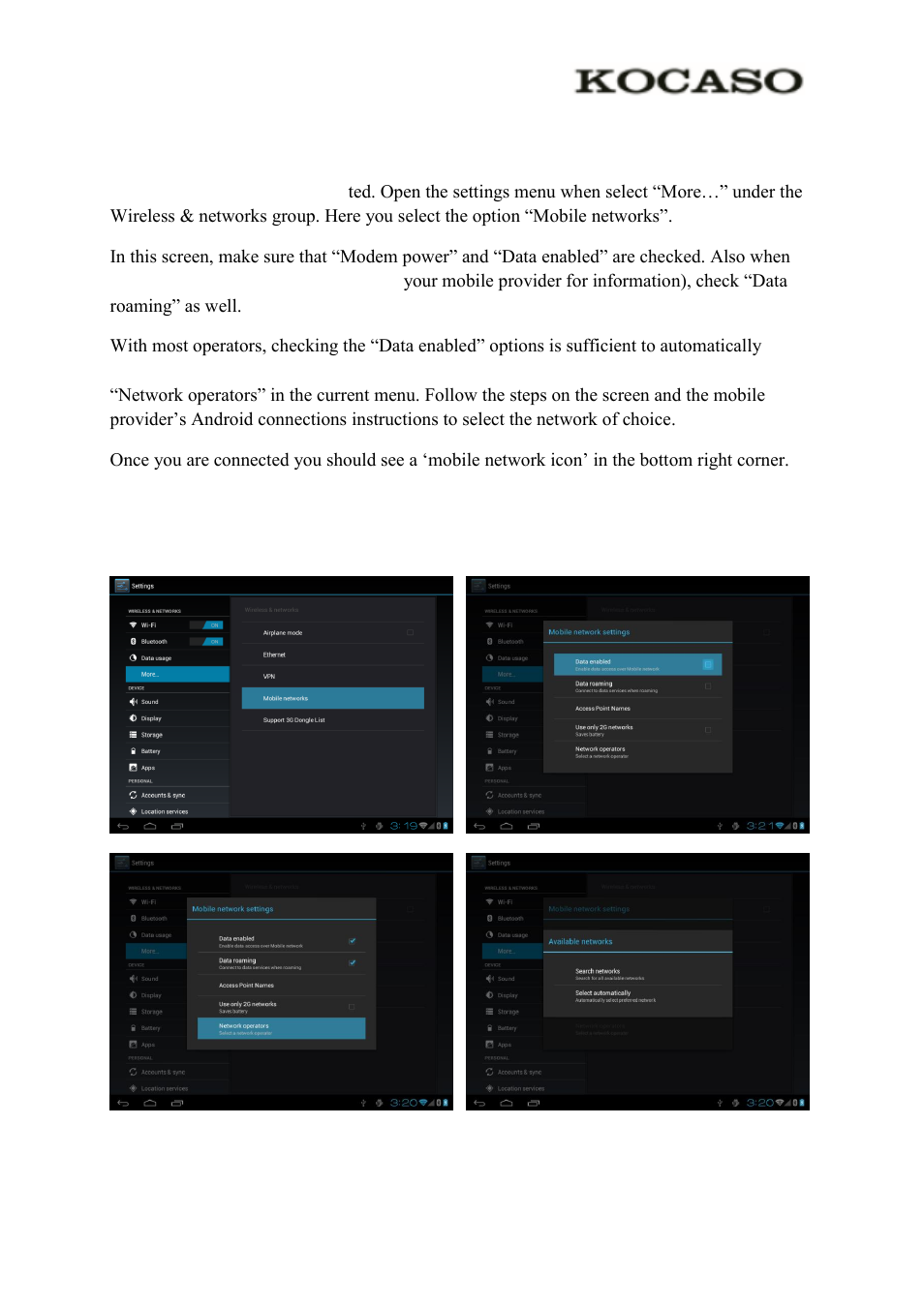 4 enabling 3g on your tablet (optional) | KOCASO M770 User Manual | Page 11 / 14