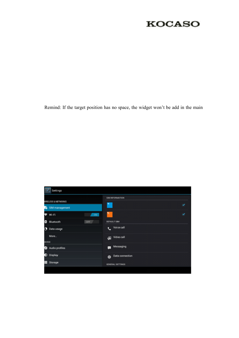 9 operation technique, 3 basic setting, 1 sim management | KOCASO M776 User Manual | Page 14 / 69