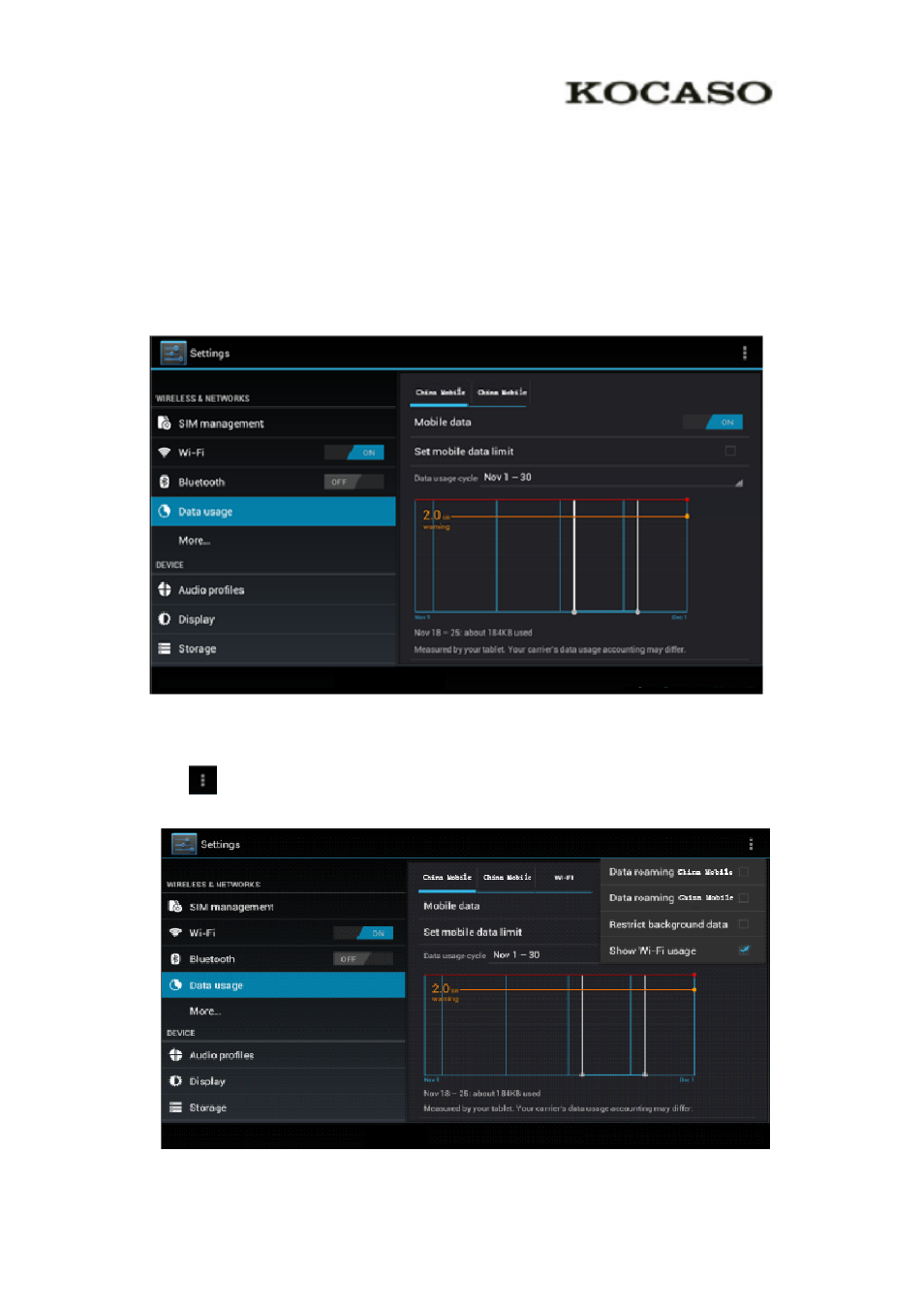 4 data usage | KOCASO M776H User Manual | Page 22 / 69