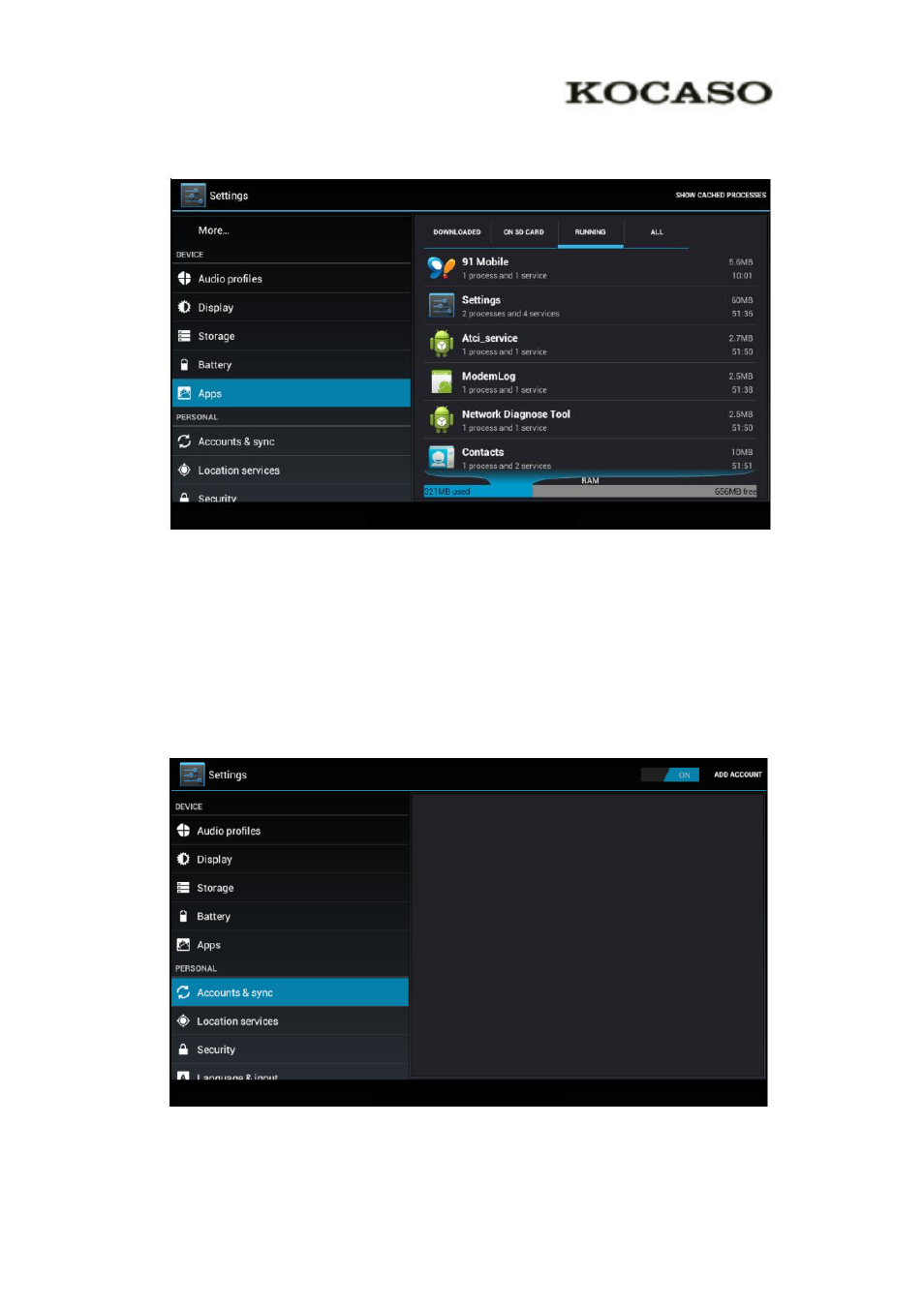 11 account and sync | KOCASO M776H User Manual | Page 38 / 69