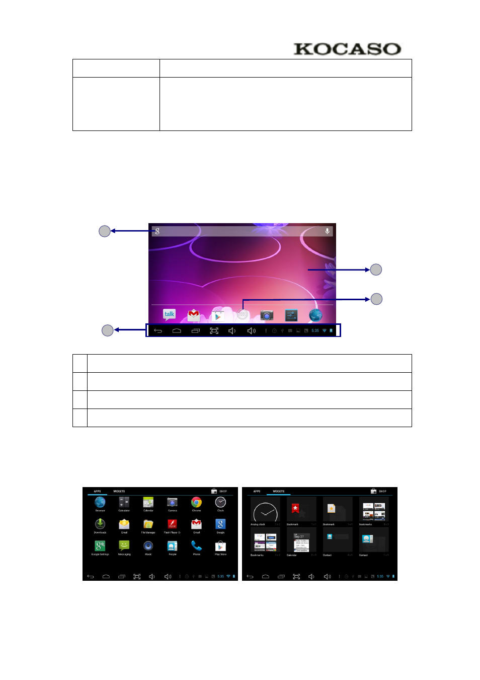 Home screen add items to the home screen, Home screen, Add items to the home screen | KOCASO M7850 User Manual | Page 4 / 23