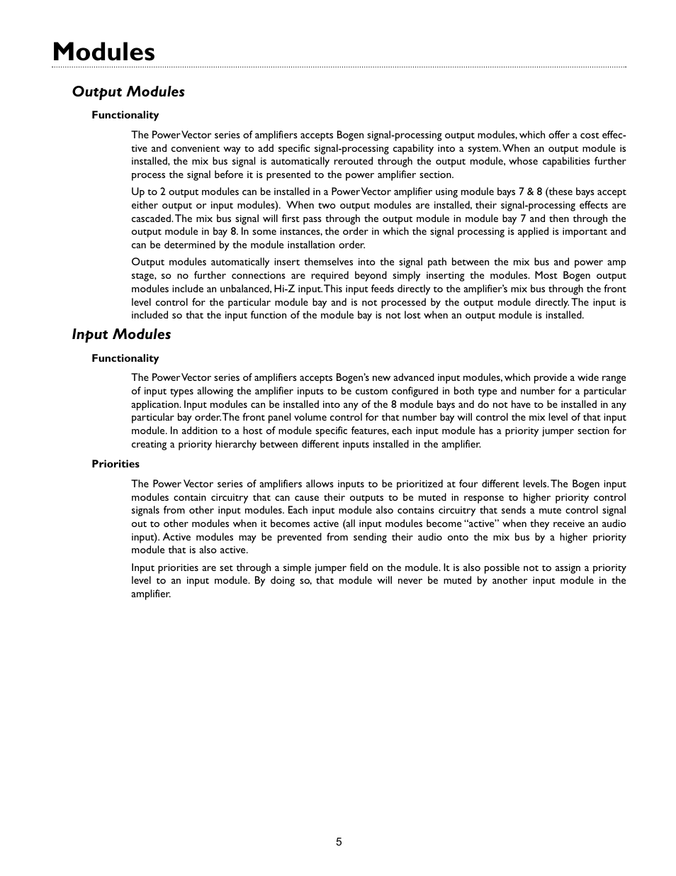 Modules | Bogen V35 User Manual | Page 7 / 16