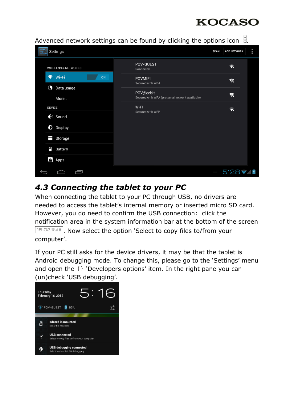 3 connecting the tablet to your pc | KOCASO M836 User Manual | Page 11 / 12