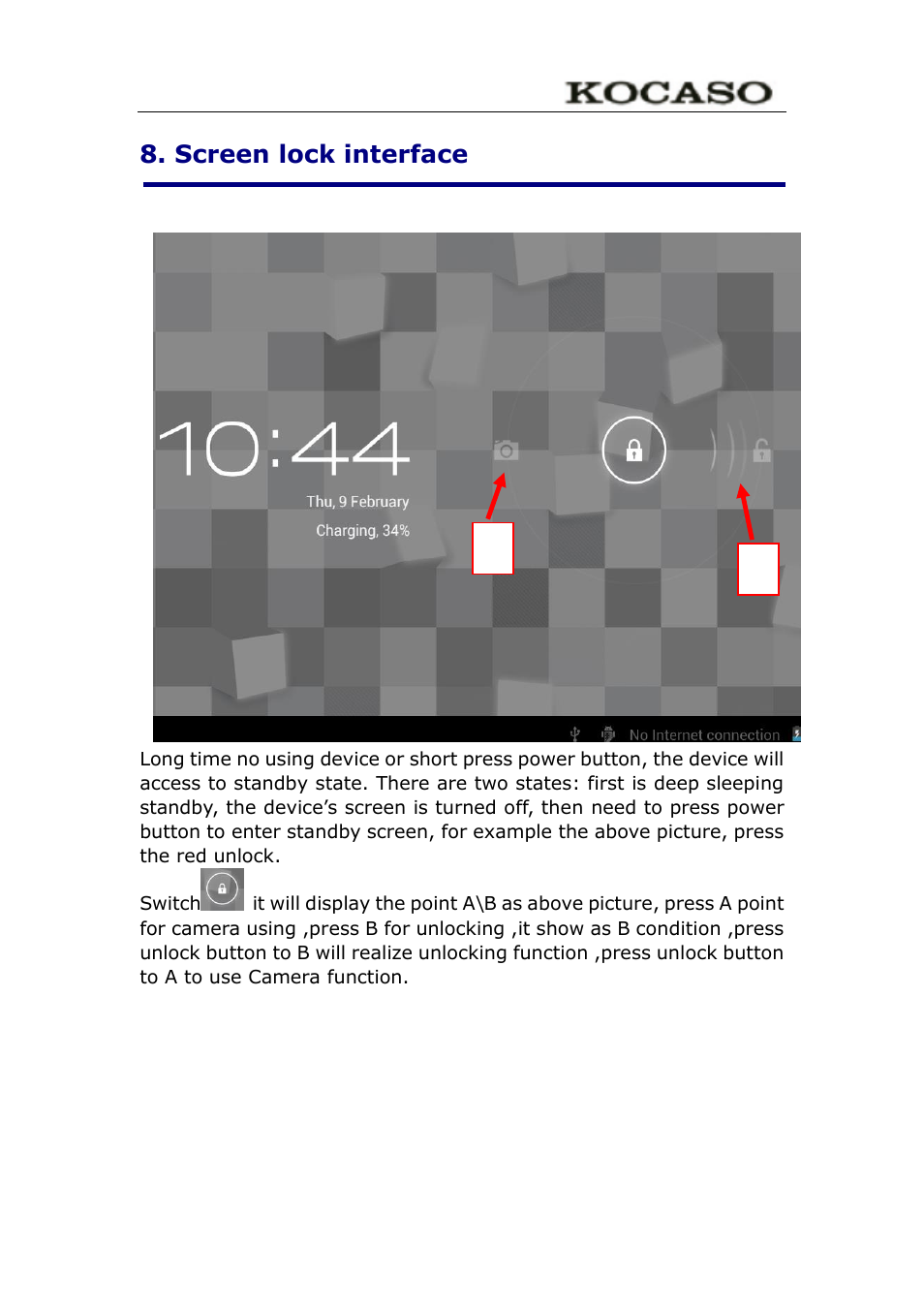 Screen lock interface | KOCASO M9100 User Manual | Page 10 / 30