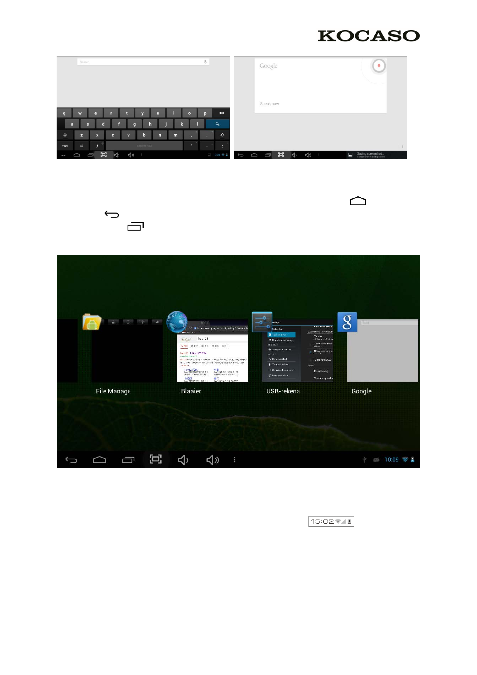 4 navigation icons – bottom left of the screen | KOCASO MX736 User Manual | Page 6 / 13
