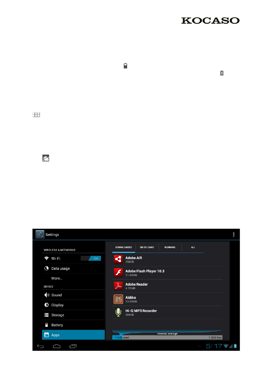 General operation, 1 battery status / charging your tablet, 2 installing apps | 3 administer / remove apps | KOCASO MX736 User Manual | Page 7 / 13